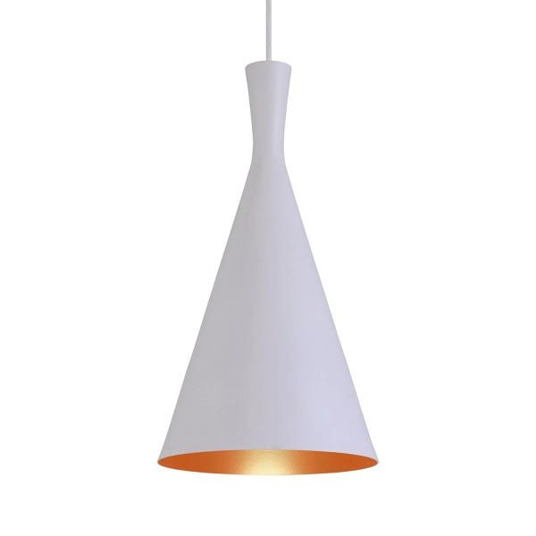 Pendente Luminária Tom Dixon Funil Canadá Branco Textura com Cobre - Rei Da Iluminação - 3