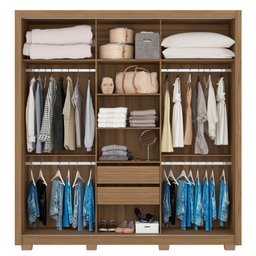 Guarda Roupa 3 Portas 2 Gavetas Com Pés Quadrado Residence D02 Amendola/Off White - Mpozenato - 3