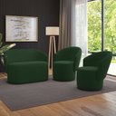 Ver imagem 1 de Sofá Namoradeira e 2 Poltronas Orgânica para Sala Malu Veludo Verde M11 - D’Rossi