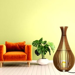 Abajur Grande de Chão GOTAS DE ORVALHO MDF Luminária -:MDF CRU/90x40cm - 2