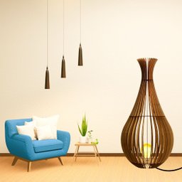 Abajur Grande de Chão GOTAS DE ORVALHO MDF Luminária -:MDF CRU/90x40cm - 3