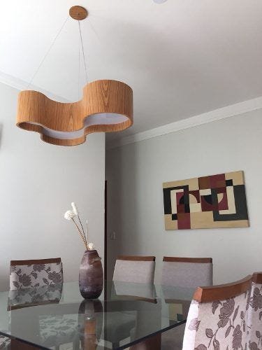 Lustre Pendente Semi Cilíndrico 100cm em Madeira Louro Freijó - 110V/220V (Bivolt) - 4