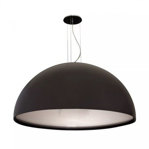 Luminária Pendente Meia Lua 80cm Redondo Preto Luna