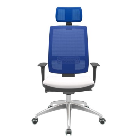 Cadeira Office Brizza Tela Azul com Encosto Assento Vinil Branco Autocompensador 126cm - 63165