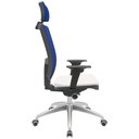 Ver imagem 2 de Cadeira Office Brizza Tela Azul com Encosto Assento Vinil Branco Autocompensador 126cm - 63165