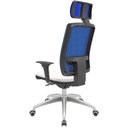 Ver imagem 3 de Cadeira Office Brizza Tela Azul com Encosto Assento Vinil Branco Autocompensador 126cm - 63165