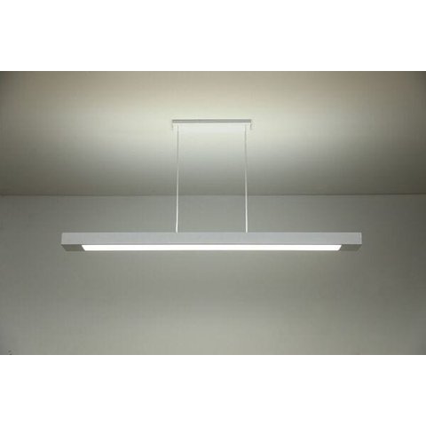 Luminária Pendente 2 Lâmp. Retangular 125cm Alumínio Branco Arky