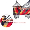 Ver imagem 2 de Rede De Dormir e Descanso Para Casal Colorida 100% Algodão Com Madeira