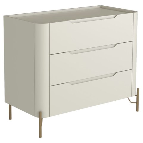 Cômoda para Quarto Closet Orgânica 3 Gavetas Pés Industrial Dourado Bliss I03 Luna - Lyam Decor