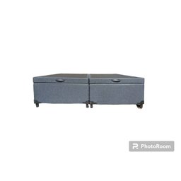 Cama Box Baú Queen Bipartido Linhão Preto Com Pistão A Gás - 1
