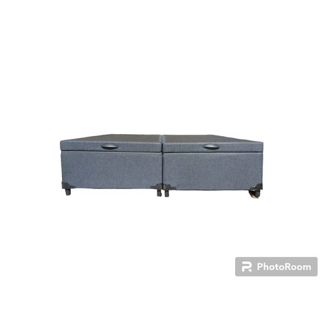 Cama Box Baú Queen Bipartido Linhão Preto Com Pistão A Gás