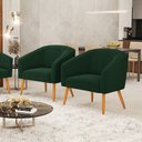 Ver imagem 2 de Poltrona para Sala Pé Palito Castanho Kit 2 Stella Bouclê Verde D03 - D'Rossi