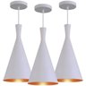 Kit 3 Lustres Pendentes Alumínio Tom Dixon Funil Branco e Cobre(C/ Canopla de Alumínio) - Match - 1