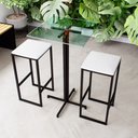 Ver imagem 1 de Conjunto Mesa Alta Bar Bistrô Quadrada Vidro 2 Bancos Estofado Don Castro Decor