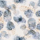 Ver imagem 1 de Papel de Parede Floral em Degradê Azul e Bege - 3,00x0,50m