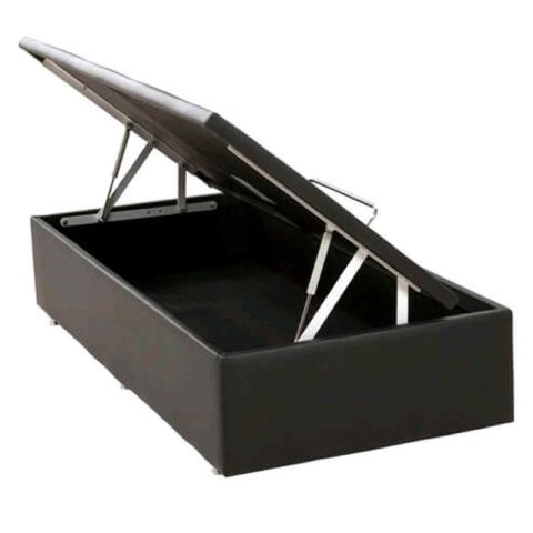 Base Baú Ortobom Physical Corino Solteiro Preto 88x188x39