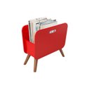 Ver imagem 1 de Porta Revistas Laqueado Escritório Chão Revisteiro Vermelho