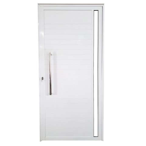 Porta de Alumínio Lambril 210 x 90 Linha 25 Premium com Visor e Puxador - Esquerda