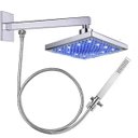 Ver imagem 1 de Ducha Chuveiro Quadrado Slim Led + Braço 40 Cm + Chuveirinho