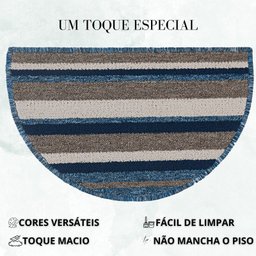 Capacho Tapete Porta Entrada Meia Lua 38x60 Strips Azul - 3