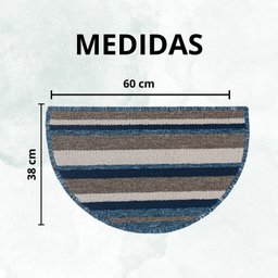 Capacho Tapete Porta Entrada Meia Lua 38x60 Strips Azul - 4