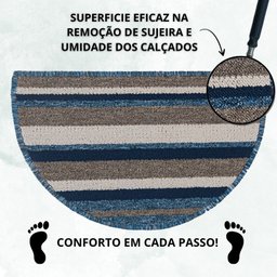 Capacho Tapete Porta Entrada Meia Lua 38x60 Strips Azul - 6