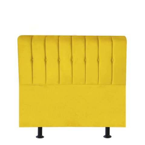 Cabeceira Estofada Kiara 90cm Solteiro para Cama Box Quarto Suede Amarelo - Ahazzo Móveis