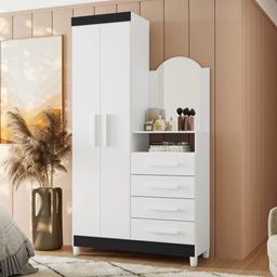 Gaveteiro Anita Branco/Titanium Rosa Azul com Nicho - 1