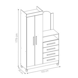 Gaveteiro Anita Branco/Titanium Rosa Azul com Nicho - 2