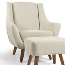 Ver imagem 2 de Poltrona Decorativa com Puff Sala de Estar Pés de Madeira Naomi Algodão - Gran Belo