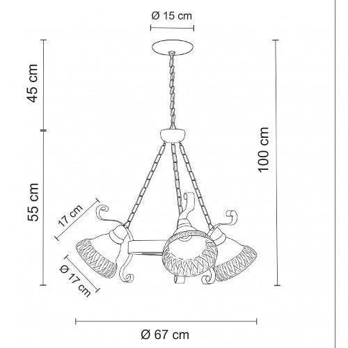 Lustre Pendente Rústico 3 Lâmpadas Sombrero Madeira e Metal Madelustre - 110V/220V (Bivolt) - 2