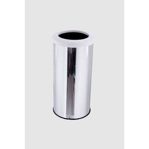 Lixeira Inox 25L Aro Esmaltado Cesto De Lixo Reciclável Cozinha - Branco