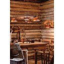 Ver imagem 1 de Lustre Rústico Roda de Carroça 3 lâmp. Madeira e Metal Oxidado Linha Country Estância - Marrom - 110