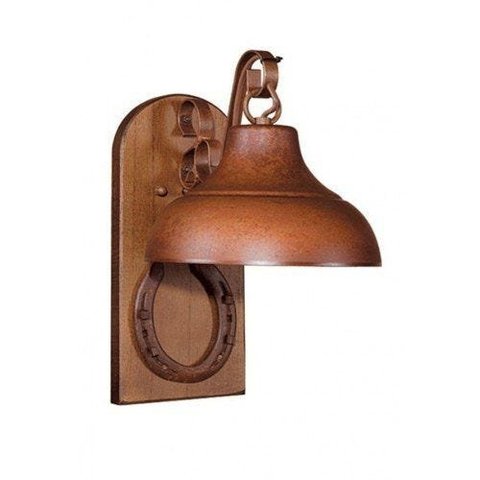 Arandela Rústica Estância Com Ferradura E Madeira 1 Lâmpada Madelustre - Marrom - 110V/220V (Bivolt)
