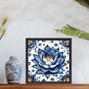 Ver imagem 1 de Quadro Flor de Lotus Estilo Azulejo Português - 33x33cm:moldura Preta