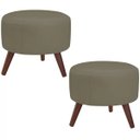 Ver imagem 1 de Kit 2 Puffs Decorativos Redondo Pés Palito Couro Fendi - Gran Belo