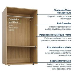Módulo 70x120 2 Portas 3 Gavetas Frame Cabecasa madeiramadeira - 7