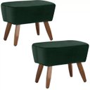 Ver imagem 1 de Kit 2 Puffs Decorativos Sala de Estar Pés de Madeira Naomi Veludo Verde - Gran Belo