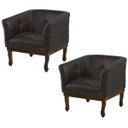 Ver imagem 1 de Kit 2 Poltronas Decorativa Noah Couro Marrom Fosco - Gran Belo