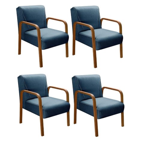 Kit 4 Poltronas Anita Cor:Linho Azul 330
