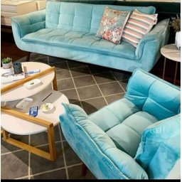 Poltrona Namoradeira 3 lugares -Azul tiffany - 1