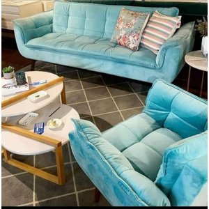Poltrona Namoradeira 3 lugares -Azul tiffany