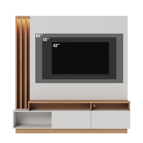 Estante Home Humaitá para Sala de Tv até 65 Polegadas Off White Matte Freijó Colibri