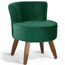 Ver imagem 1 de Poltrona Decorativa Sala de Estar Pés de Madeira Ayla Veludo Verde - Gran Belo