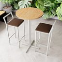 Ver imagem 1 de Conjunto Mesa Alta Bar Bistrô Redonda Pinus 2 Cadeiras Estofado White Don Castro Decor