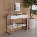 Ver imagem 1 de Aparador Bancada Buffet Industrial - Branco/cobre