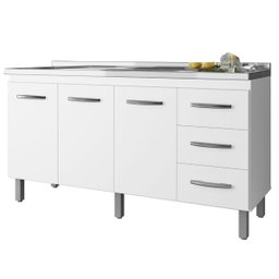 Balcão para Pia Diana 150 Cm 3 Portas Branco Moblis - 1