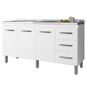 Balcão para Pia Diana 150 Cm 3 Portas Branco Moblis
