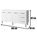 Ver imagem 2 de Balcão para Pia Diana 150 Cm 3 Portas Branco Moblis