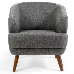 Poltrona Decorativa Sala de Estar Pés de Madeira Gana Rústico Chumbo - Gran Belo - 2